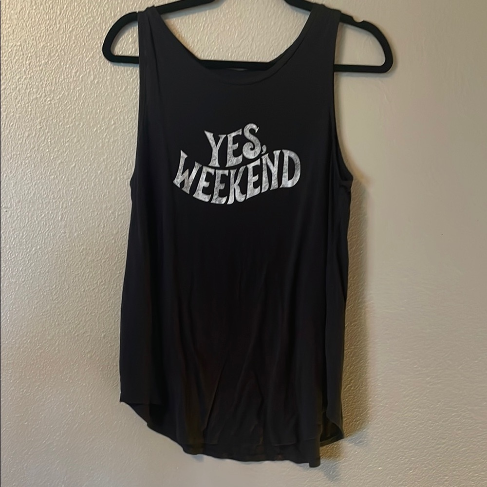 Black 'Yes Weekend' Tank Top